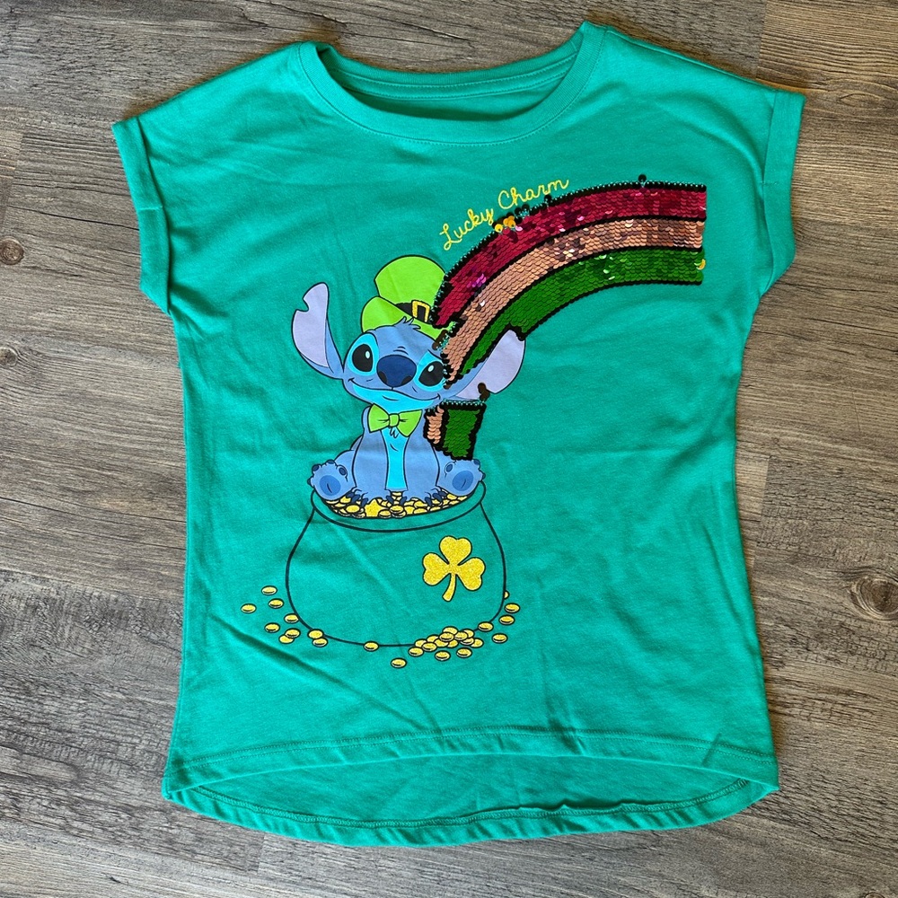 Disney Stitch Lucky Charm T-Shirt - Teal
